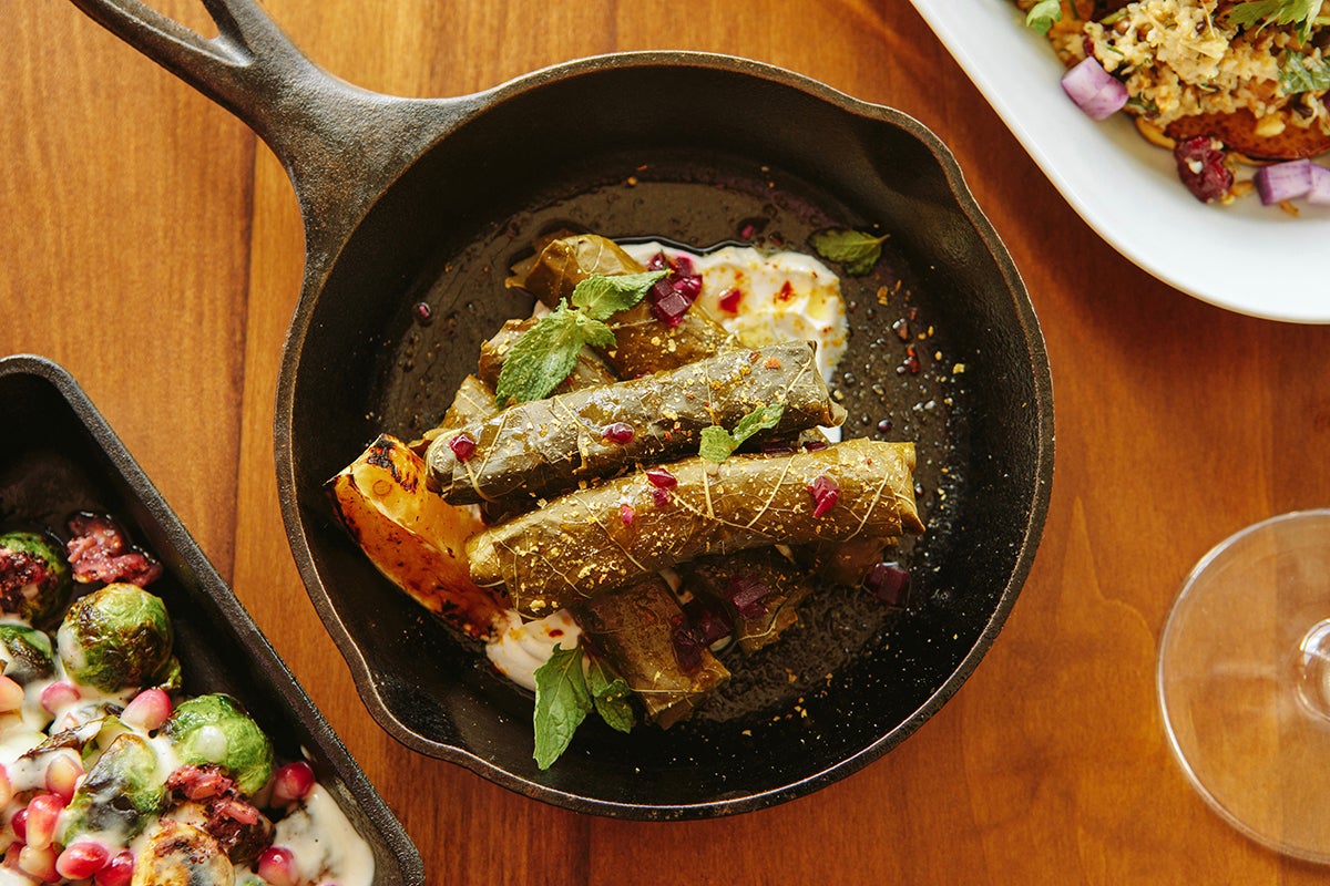 Istanbul vine leaves with currants, pine nuts and dill at Moona. / Photo by Brian Samuels provided