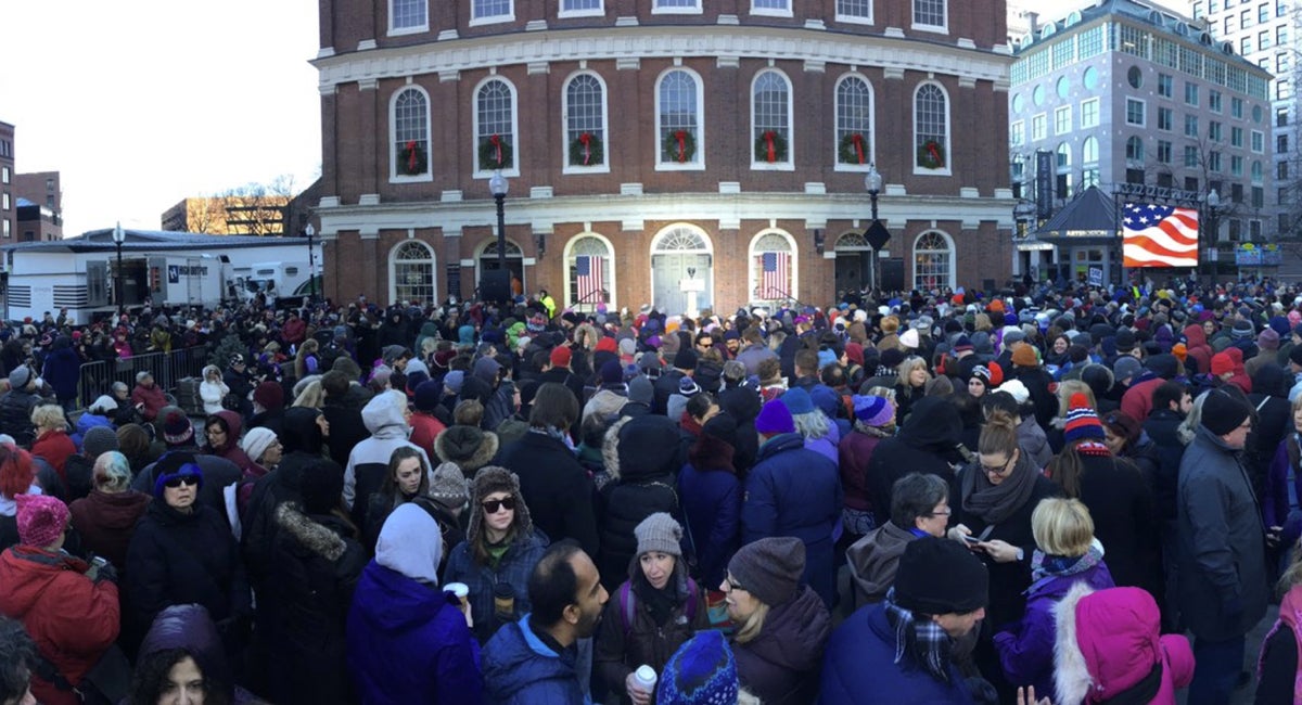 Pro-ACA Rally in Boston Overwhelms Faneuil Hall