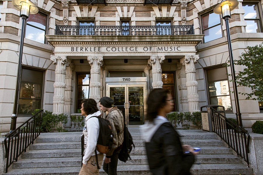 Students walk past the Berklee College of Music