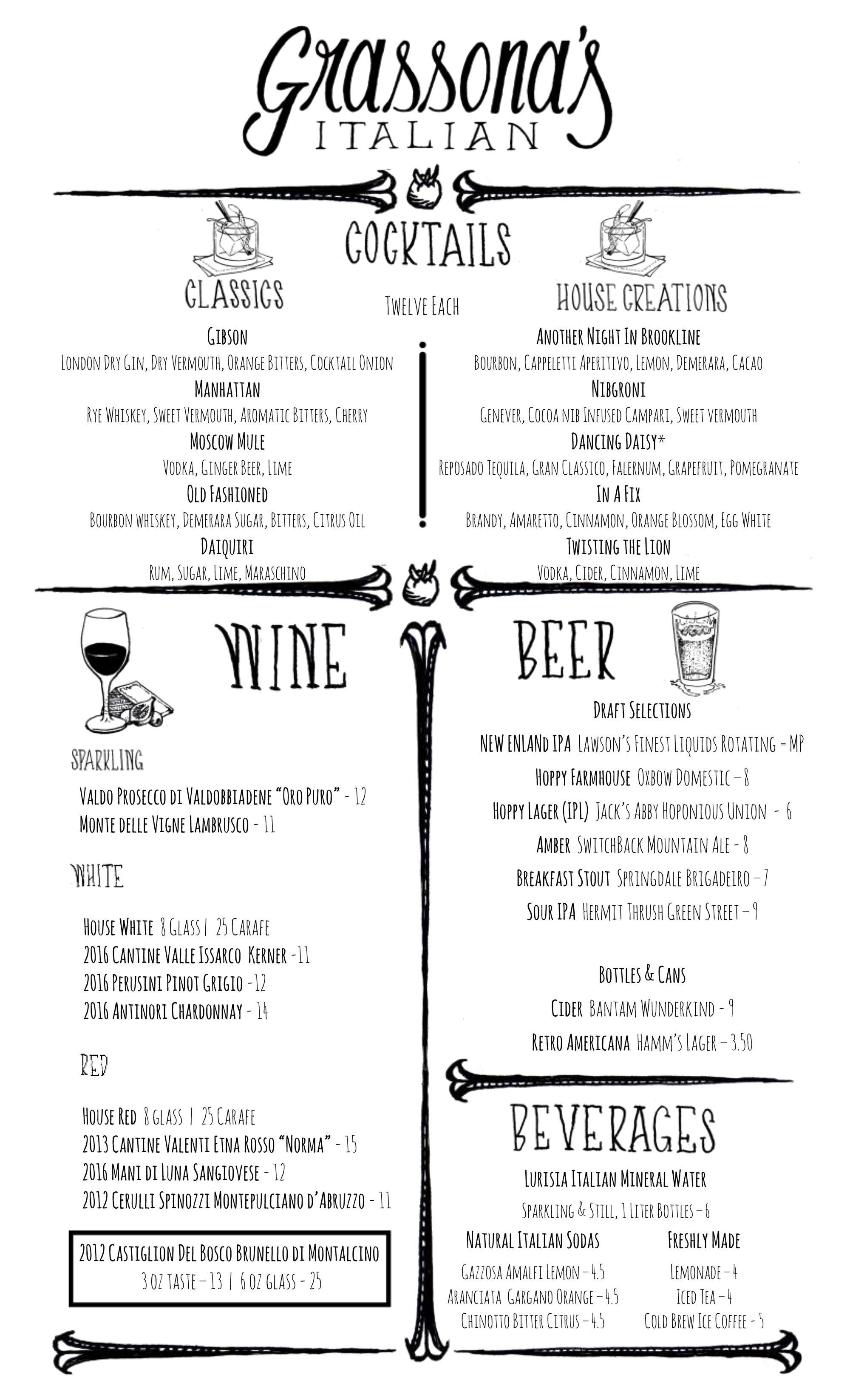 Check Out the Menus at Grassona's Italian, Now Open in Brookline