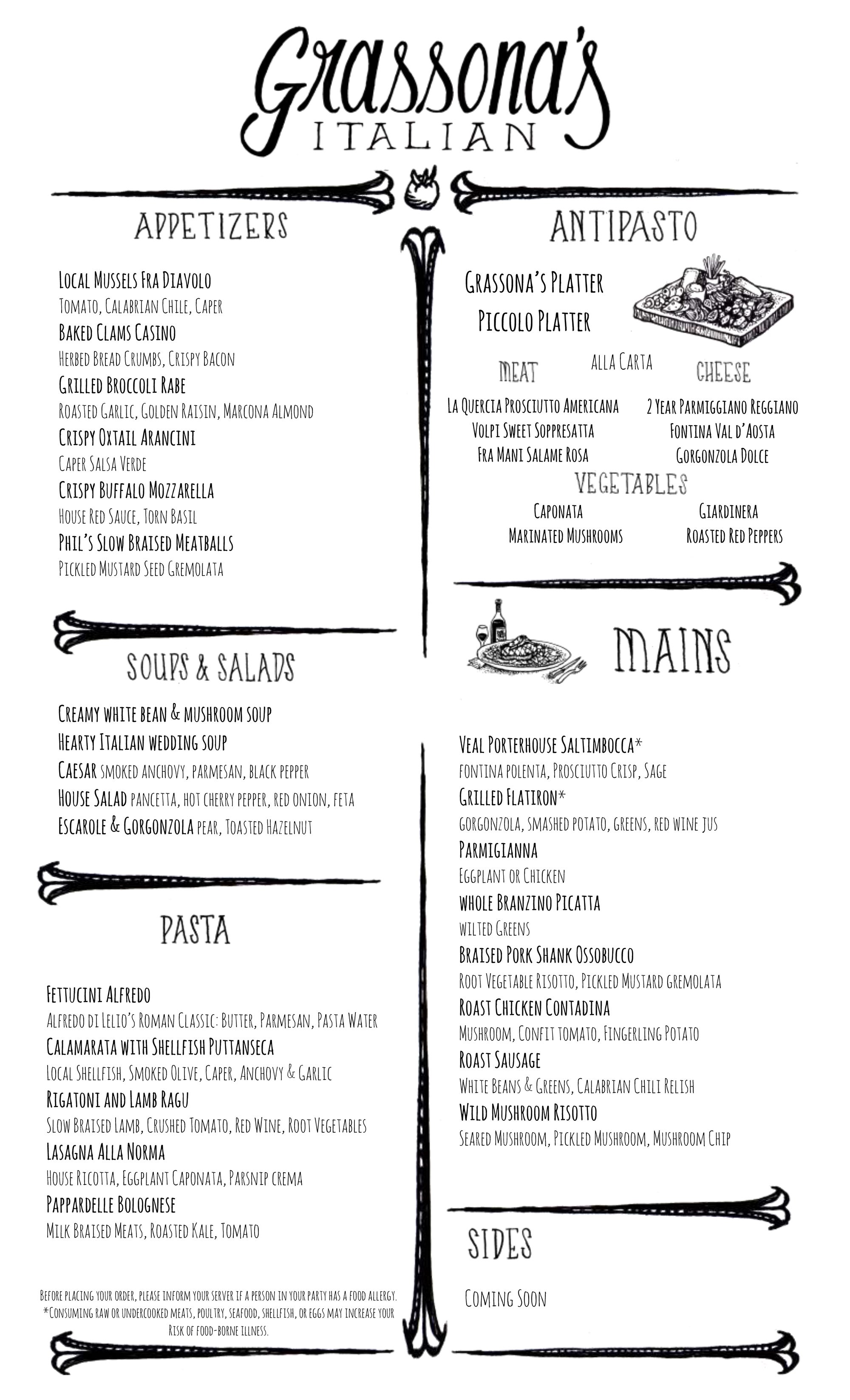 Check Out the Menus at Grassona's Italian, Now Open in Brookline