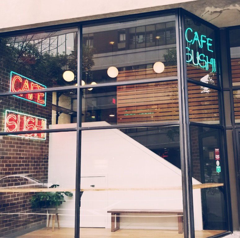 There is now a small but comfortable waiting area at Cafe Sushi