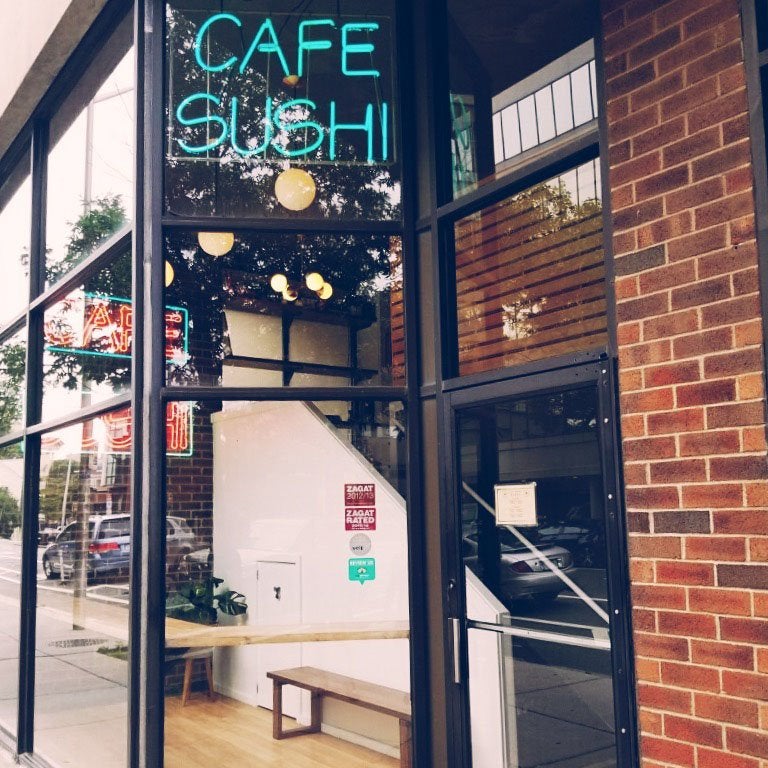 The main entrance to Cafe Sushi is now directly off Mass. Ave. in Cambridge.