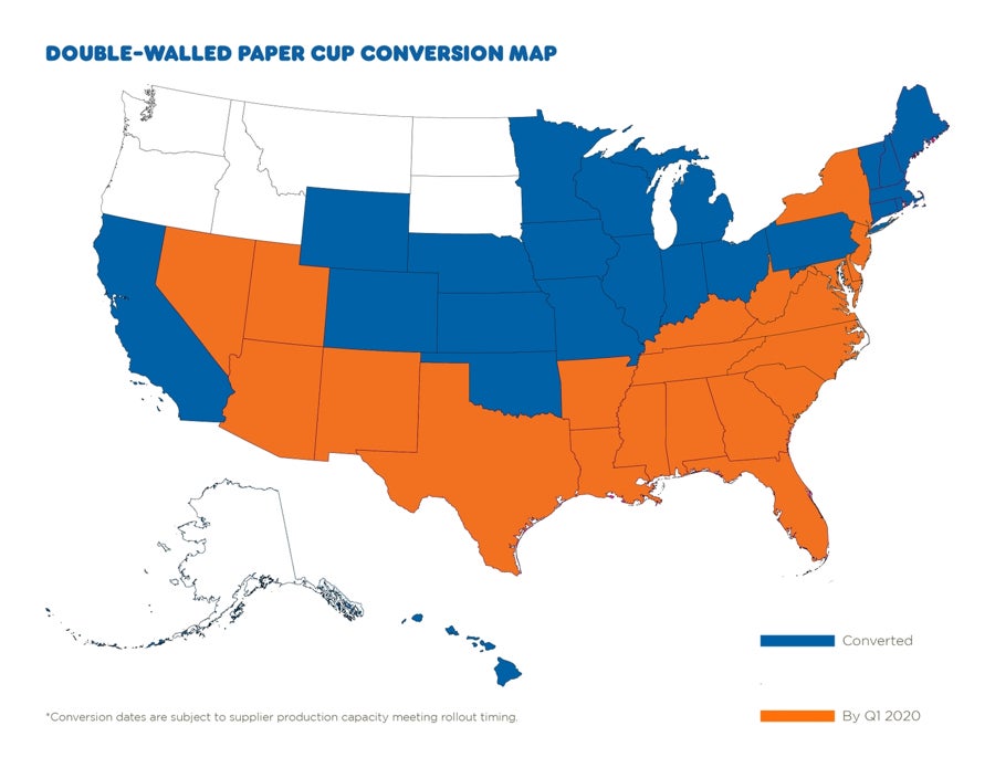 dunkin paper cup map