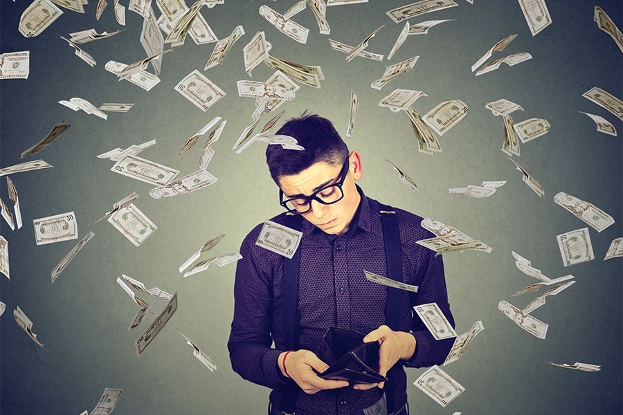 student with wallet