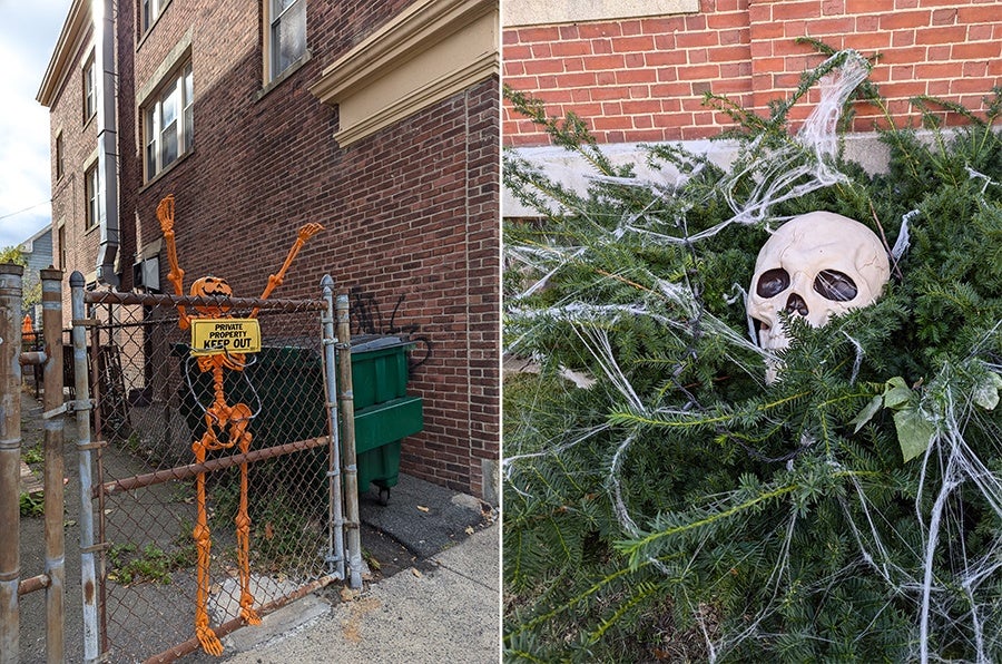 Skeleton decorations in Salem.