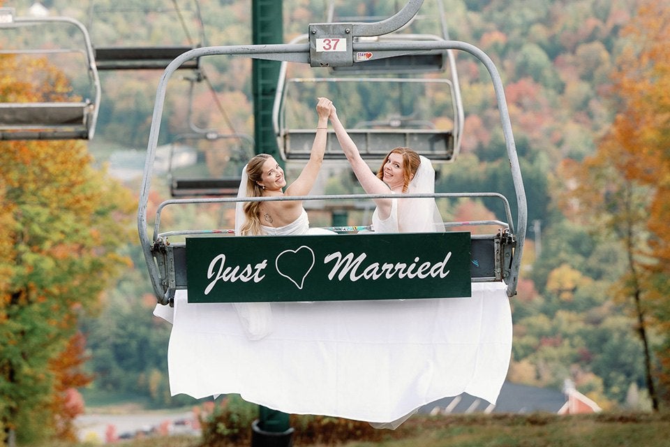 Two Brides Named Kelsey, Two Proposals, One Sugarbush Wedding
